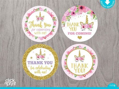 Discover 67 thank you page designs on dribbble. Unicorn Birthday Thank You Tags Print Yourself, Printable ...