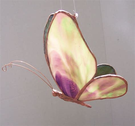 Stained Glass Butterfly Hanging 3 D Suncatcher Original
