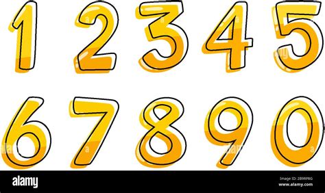 Font Design For Numbers One To Zero On White Background Illustration
