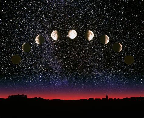 Composite Time Lapse Image Of The Lunar Phases Photograph By John Sanford