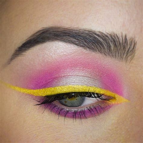 Pop Of Color Makeup Hot Pink Eyeshadow With Yellow Eyeliner Neon