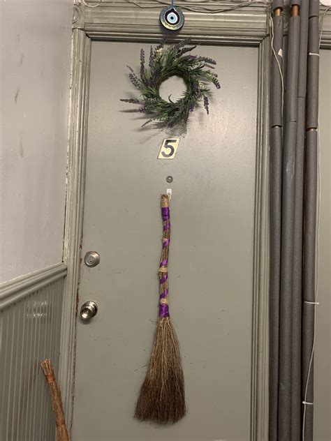 New cinnamon broom is up and decorated with purple ribbon! : Wicca
