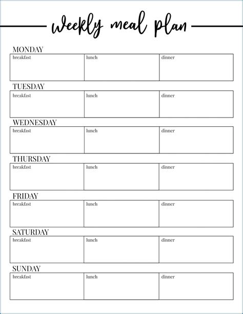Meal Plan Excel Template