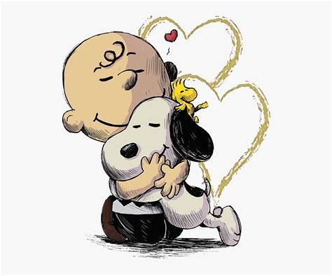 Snoopy Hugging Charlie Brown And Woodstock Free Transparent Clipart