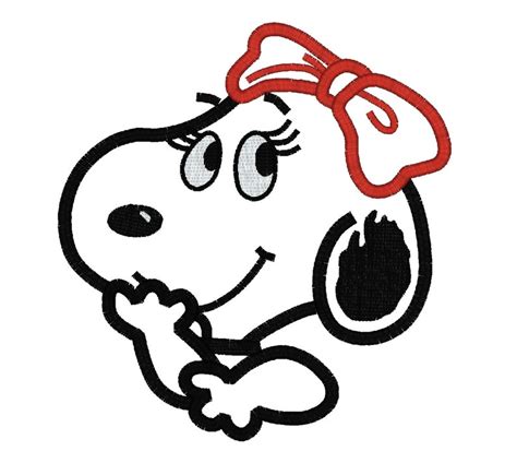 Girl Snoopy Character Machine Embroidery Digital Applique Etsy