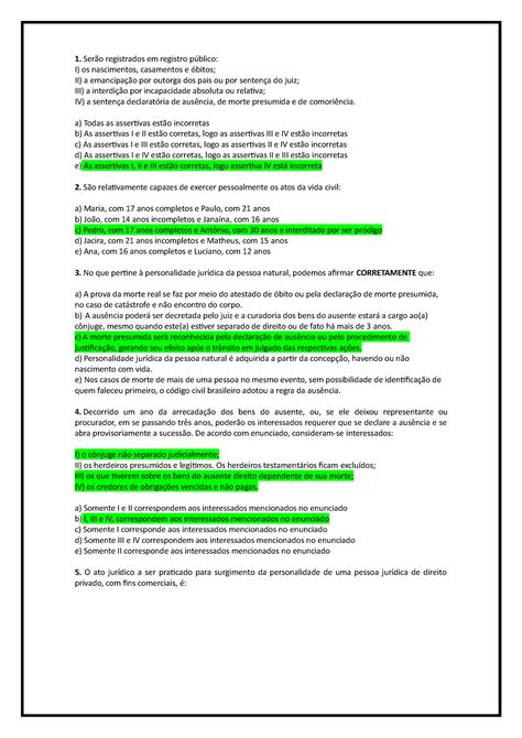 Exame 26 Novembro 2020 perguntas e respostas 1 Serão registrados em