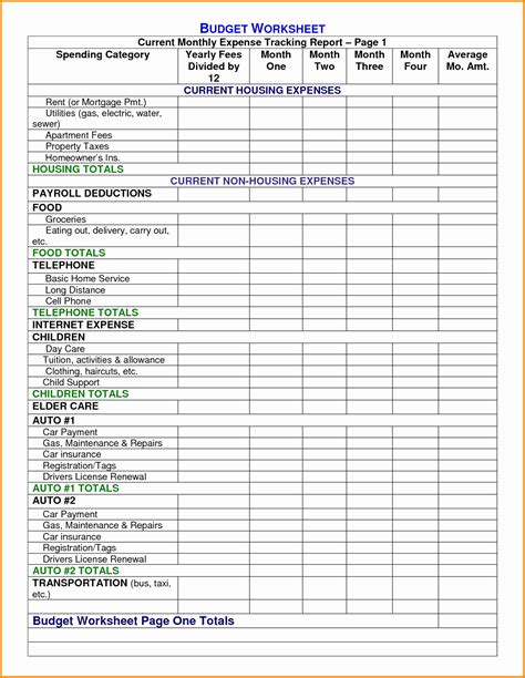 Free Printable Daily Budget Template Zitemplate