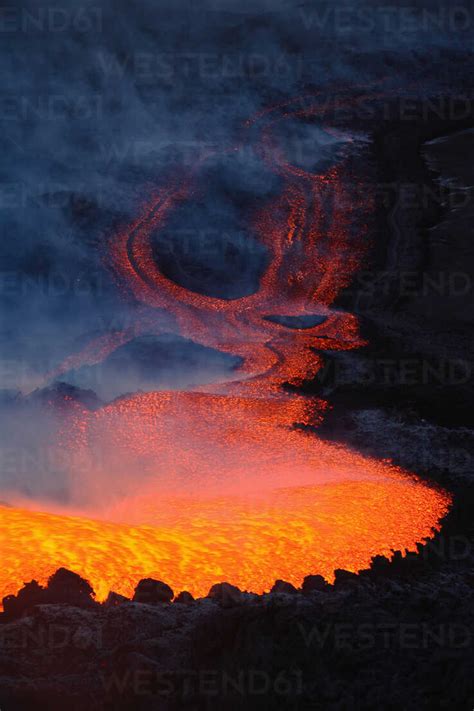 Italy Sicily Lava Flow From Etna Volcano Stock Photo