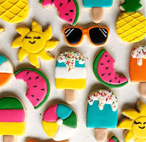 Summer cookies. Sugar cookies. Royal icing cookies. Watermelon cookies. Popsicle cookies. Sun ...