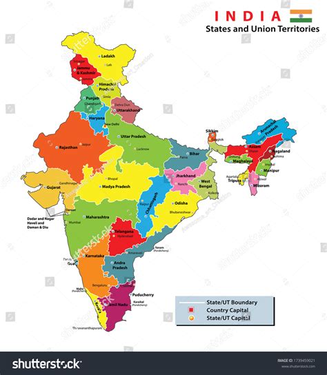 India Map Political Map India States Stock Vector Royalty Free