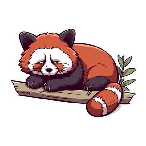 Premium Vector Cute Red Panda Sleeping On A Branch Vector Illustration