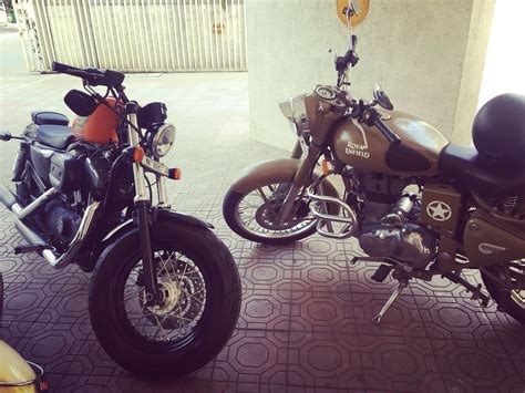 Maker royal enfield is introducing a new big motorcycle to the indian market, a move that. Harley Davidson 48 & Royal Enfield DesertStorm Classic 500 ...