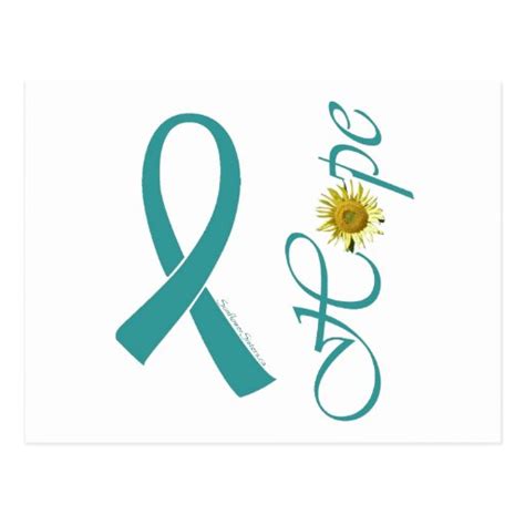 Awareness ribbons are used to create public awareness to health conditions and other. Teal Ribbon Hope Ovarian Cancer Postcard | Zazzle