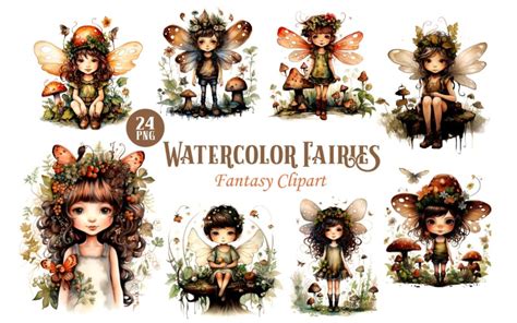 Watercolor Fairies Fantasy Png Clipart Templatemonster