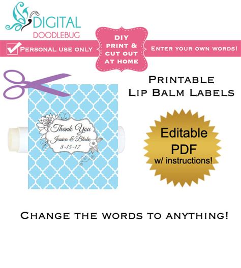 Blue Quatrefoil Printable Lip Balm Labels Editable Pdf