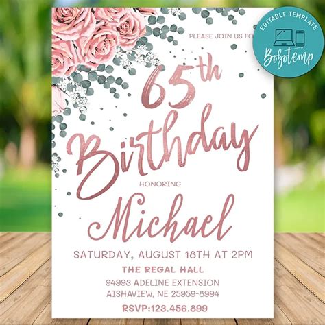 Editable Th Birthday Surprise Party Invitations DIY Createpartylabels