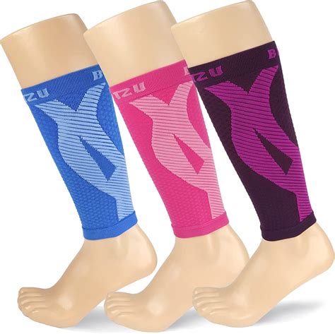 Blitzu 3 Pairs Calf Compression Sleeves For Women And Men Size L Xl One Blue One