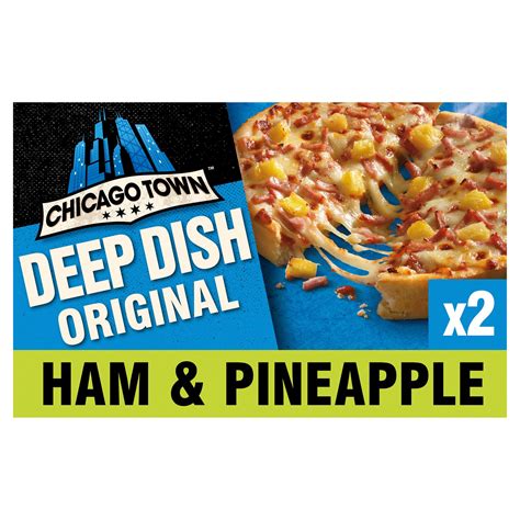 Chicago Town 2 Deep Dish Ham And Pineapple Mini Pizzas 2 X 161g Deep