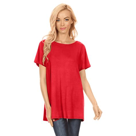 simlu short sleeve flowy tunic tops for women a line flared loose fit swing top usa