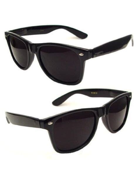 2 Retro Fashion Style Nerd Black Glossy Black Frame Black Lens