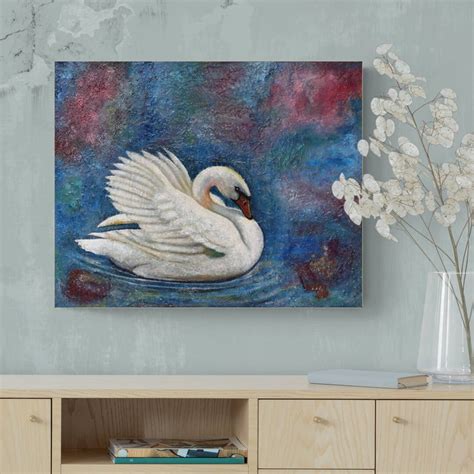 Swan Oil Painting Abstract Painting Mixed Media Art Etsy