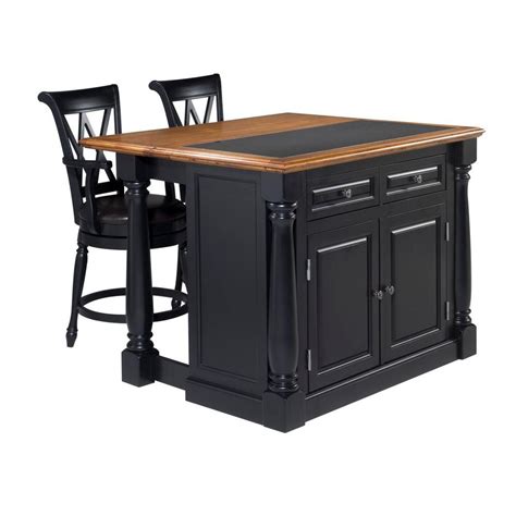 You'll need to use three walls for this kind of design, which is also called a horseshoe layout. HOMESTYLES Monarch Black Kitchen Island With Seating-5009 ...