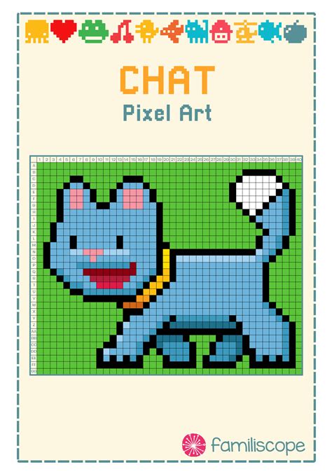 Pixel art de chat très facile, expliqué en vidéo très sympa, une enquête pour halloween, une facile pour les petits qui permet de donner plus d intérêt à visiter tout le château, et une plus dur. Pixel Art facile : Chat