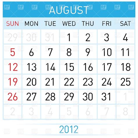 Agust 2012 Calendar Printable Calendar