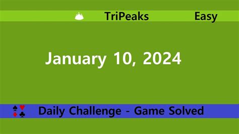 Microsoft Solitaire Collection Tripeaks Easy January 10 2024