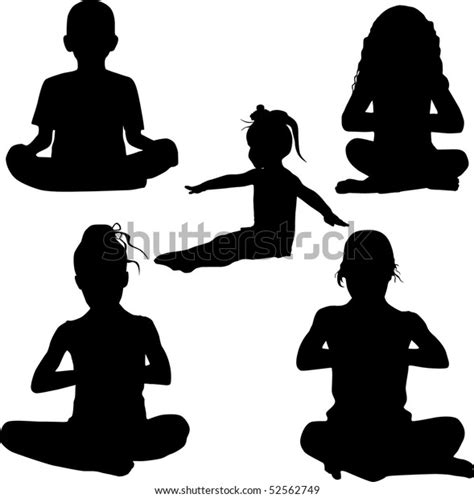 Silhouette Childs Yoga Stock Vector Royalty Free 52562749