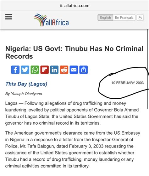 Copy Of Usa Embassy Official Letter Clearing Tinubu Of Crime In 2003