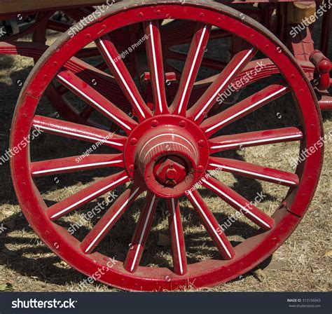Retro Red Wagon Wheel Stock Photo Edit Now 313156943 Shutterstock