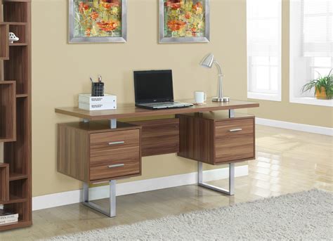Find a wide selection of computer, corner and small desks. 60" Modern Walnut Double Pedestal Desk with File Drawer ...