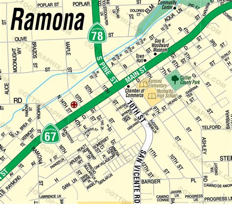 Ramona Street Map San Diego County Ca Otto Maps