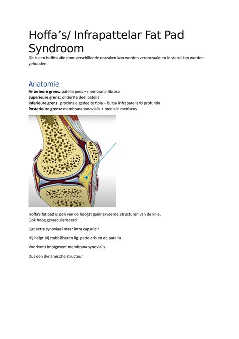 Hoffas Fat Pad Syndroom Hoffas Infrapattelar Fat Pad Syndroom Dit