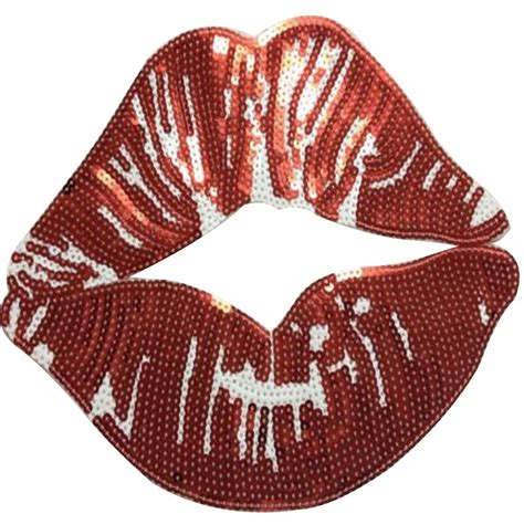 Fashion Patch 28cm Red Lips Logo Suquins Diy Women Embroidery Iron On