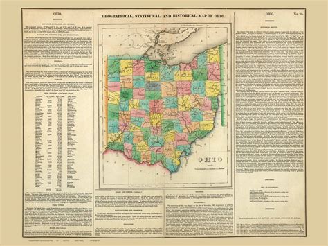 Ohio State 1822 Carey With Text Old State Map Reprint Old Maps
