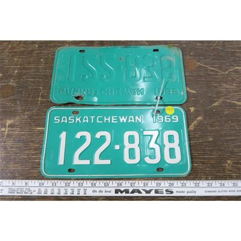 Matching 1969 Sask Plates 2 Schmalz Auctions