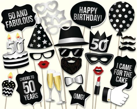 50th Birthday Photo Booth Props Printable Pdf Birthday Party