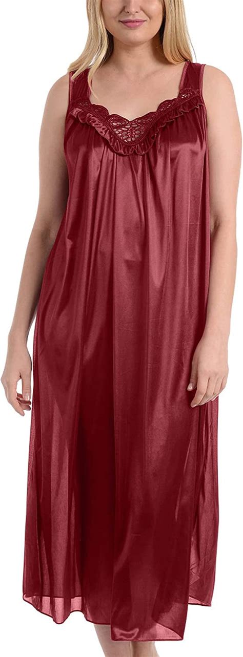 Ezi Women S Satin Silk Sleeveless Lingerie Long Nightgowns Walmart Com