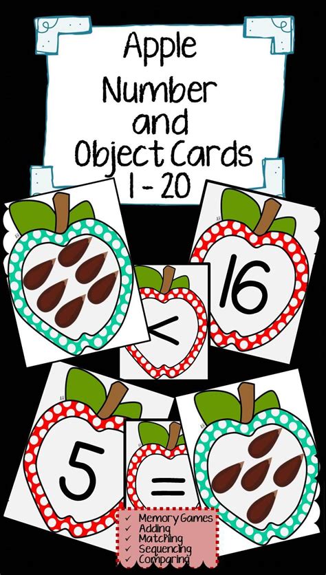 Apple Number And Object Cards Memory Games Adding Sequencing