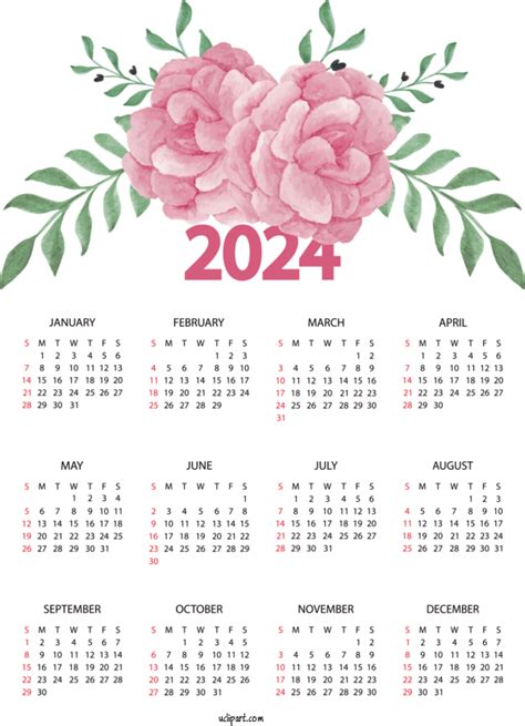 2024 Calendar Flower Floral Design Calendar For 2024 Yearly Calendar