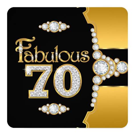 Fabulous 70 70th Birthday Gold Black Diamond Card Zazzle