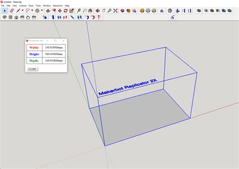 Sketchup Plugin “dimensions Info” Displays The Model Dimensions For