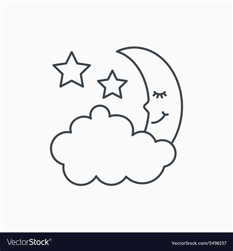 Night Or Sleep Icon Moon And Stars Sign Royalty Free Vector