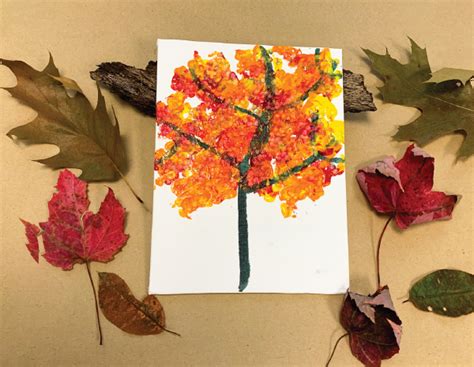 Bundled Q Tip Fall Tree Painting