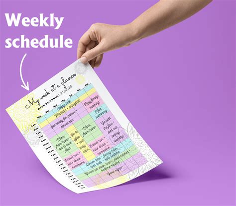 Weekly Schedule Printable Timetable Sunflowers Planner Organizer