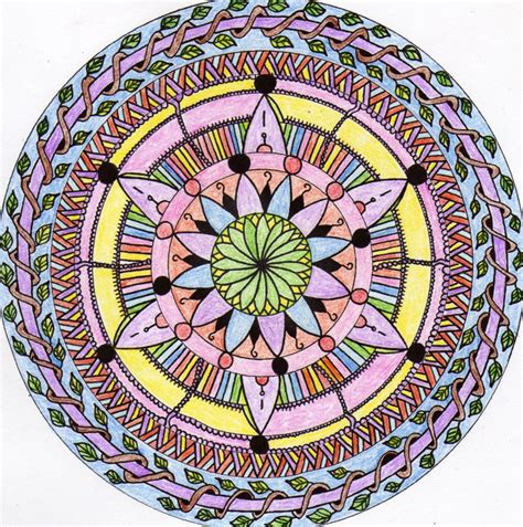 Leen Margot Mandala With Leaves Mandalas Adult Coloring Pages