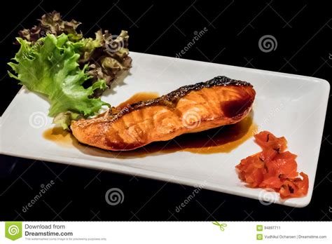 Grilled Salmon With Teriyaki Sauce Stock Image Image Of Fresh Fried