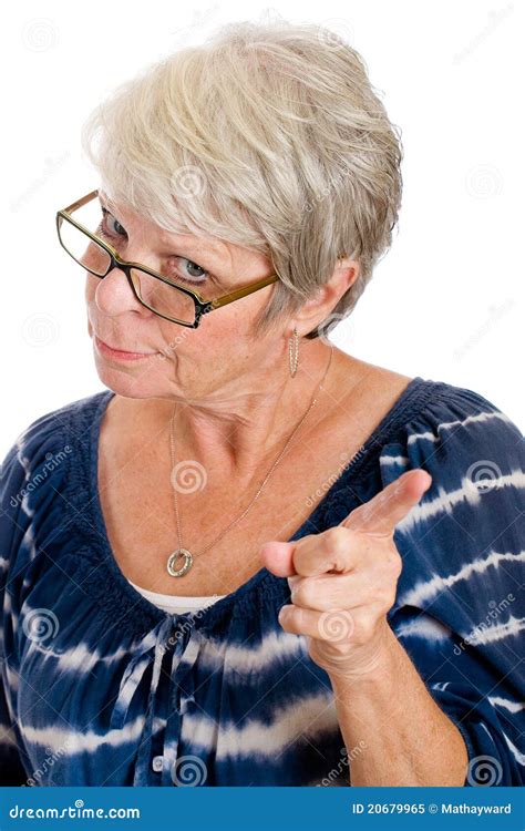 Stern Woman Wagging Her Finger Stock Image Image Of Retired Grandma